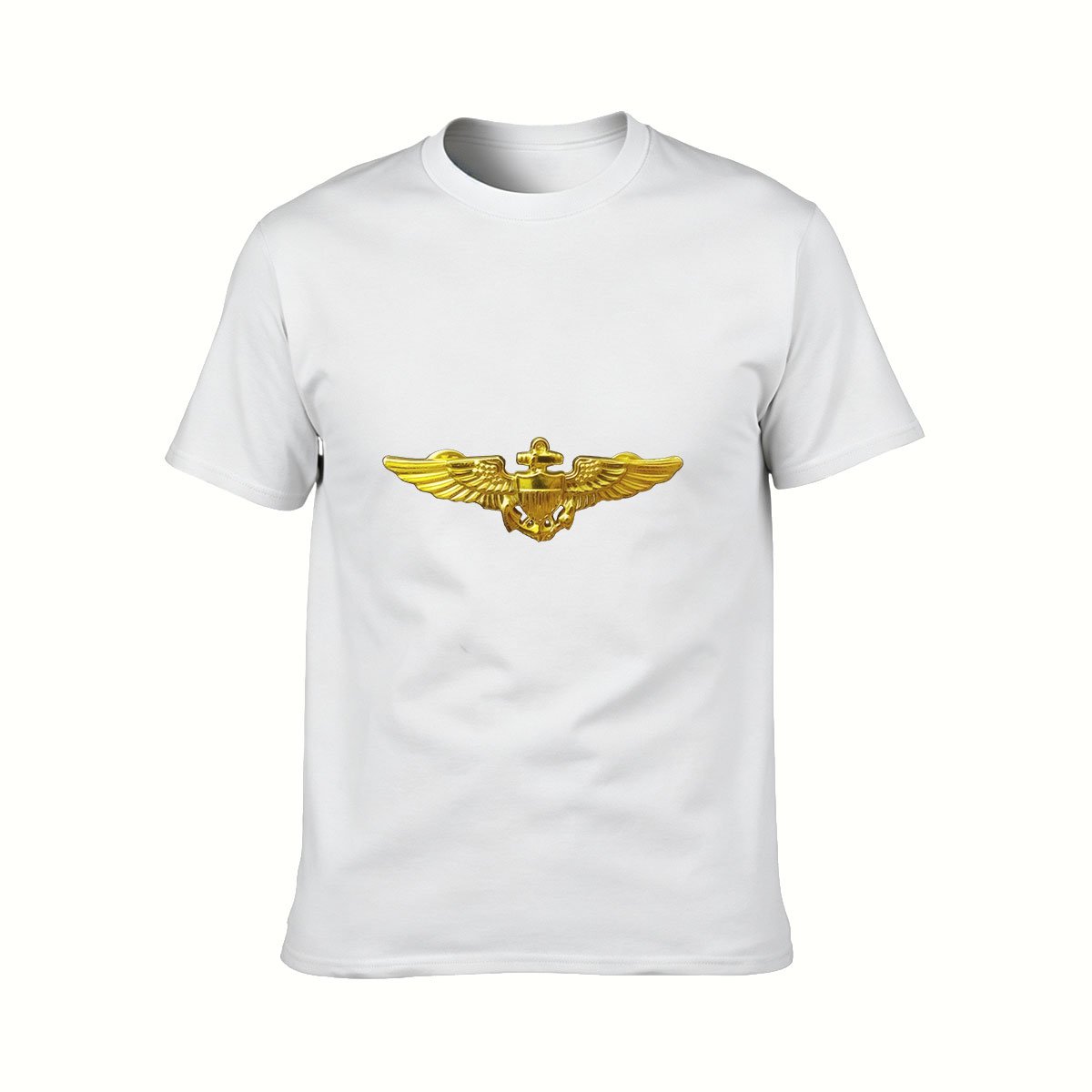 Golden Wings Navy Pilot Insignia Men's T-Shirt Gift for Aviator Enthusiasts - Image 2