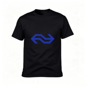Men's Black T-Shirt with Blue Abstract Logo Design for Casual Wear and Gifts