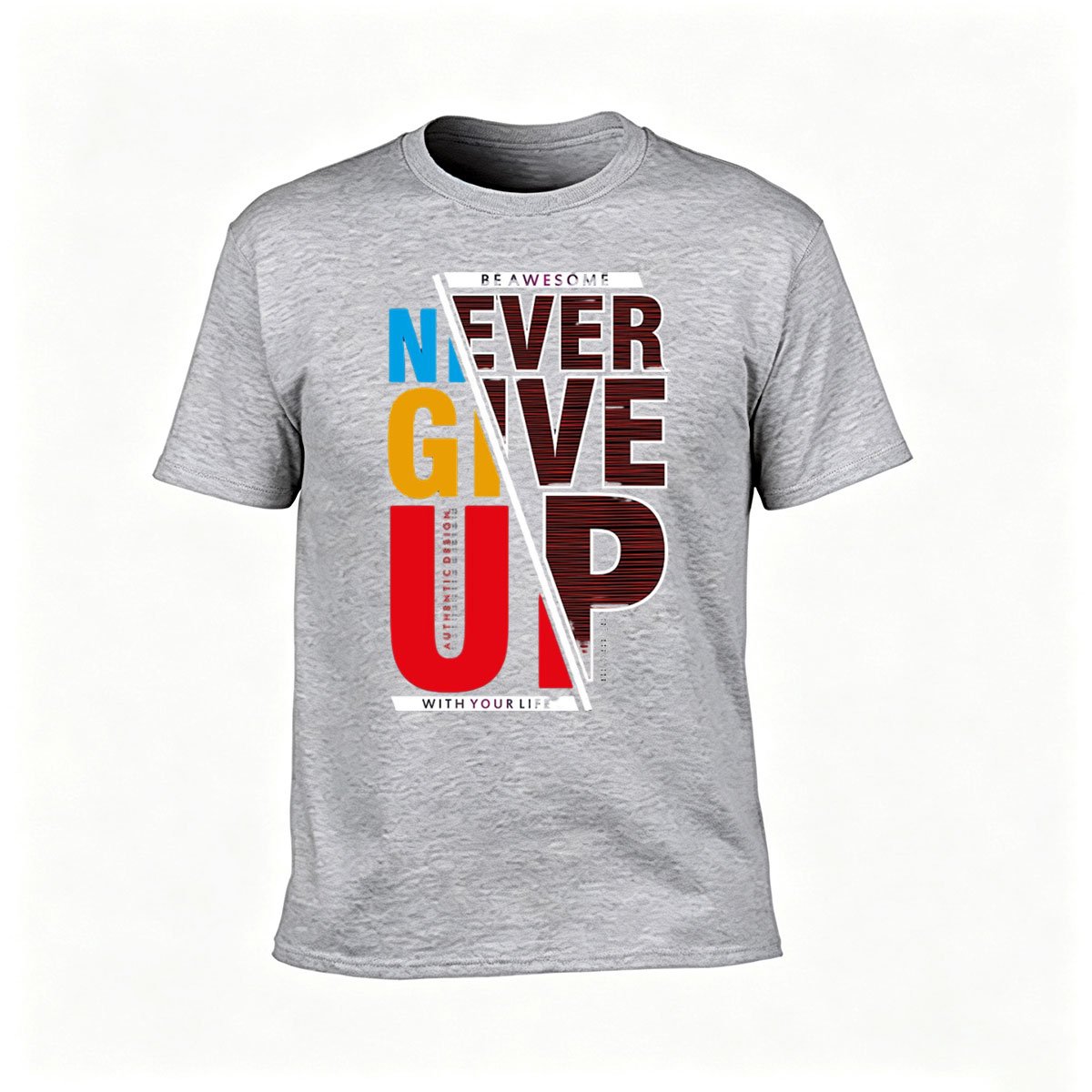Never Give Up Motivational T-Shirt Men's Women's Gift Workout Gym Wear - Image 3