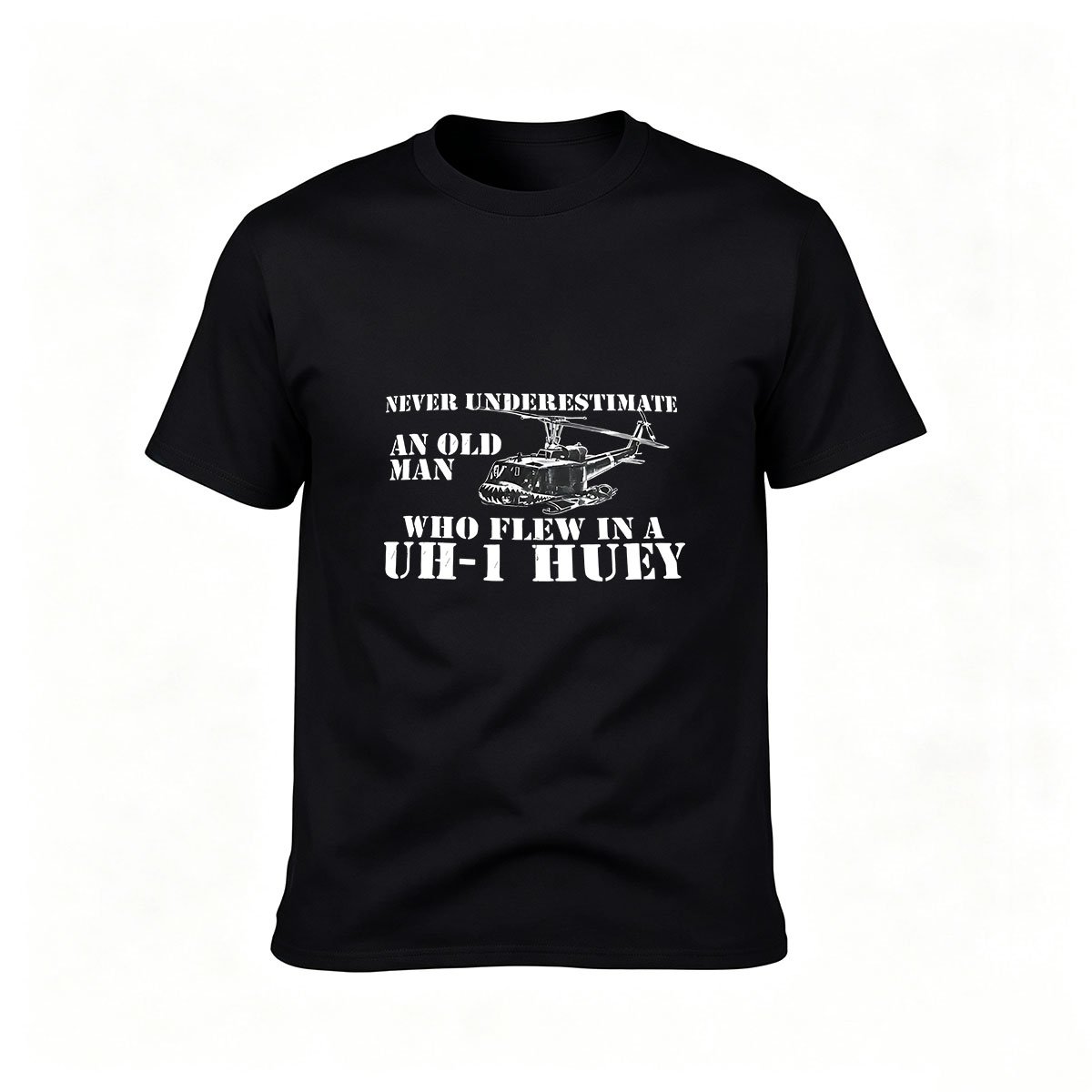 Never Underestimate Old Man Who Flew UH-1 Huey Helicopter Men's T-Shirt