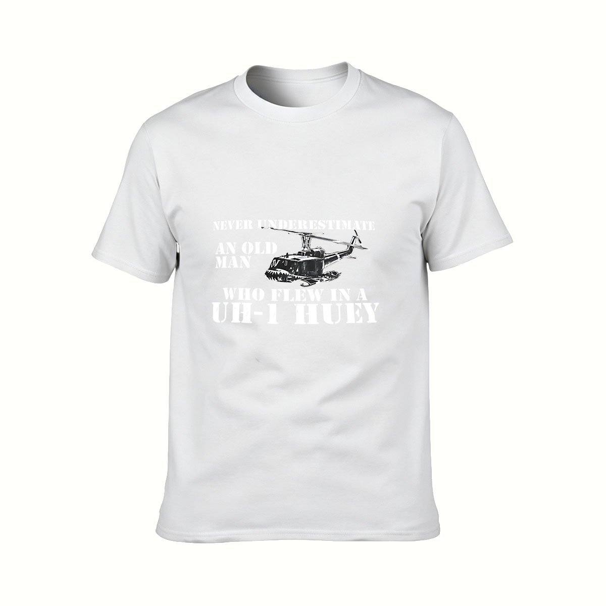 Never Underestimate Old Man Who Flew UH-1 Huey Helicopter Men's T-Shirt - Image 2