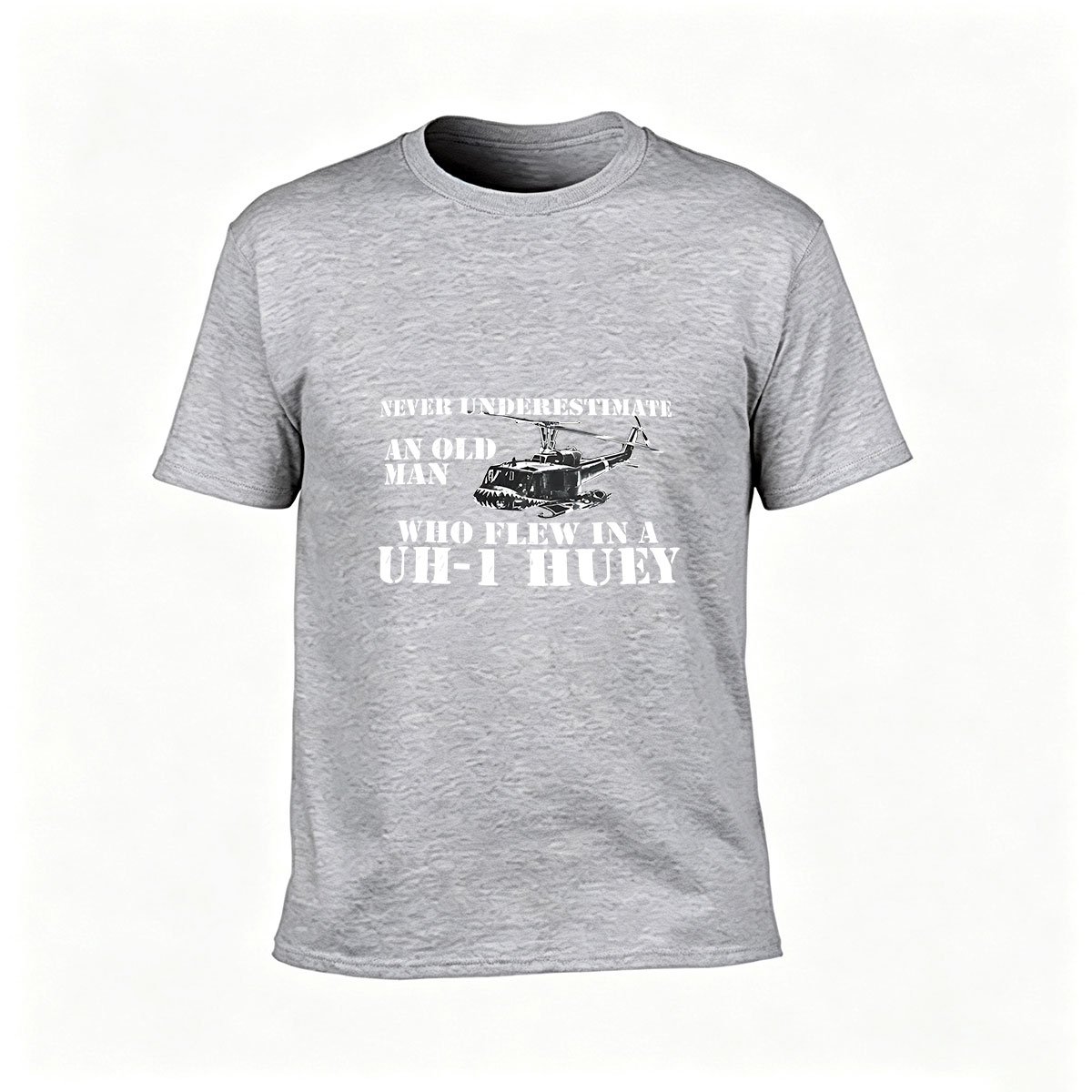 Never Underestimate Old Man Who Flew UH-1 Huey Helicopter Men's T-Shirt - Image 3
