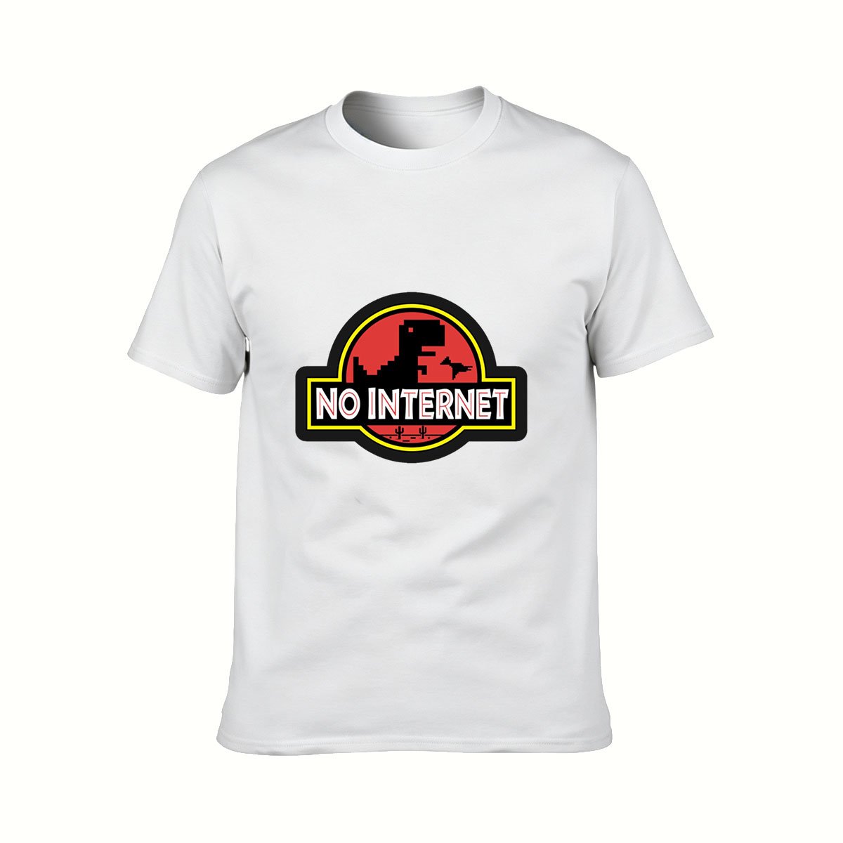 No Internet Dinosaur Pixel Art Men's T-Shirt Gift - Image 2