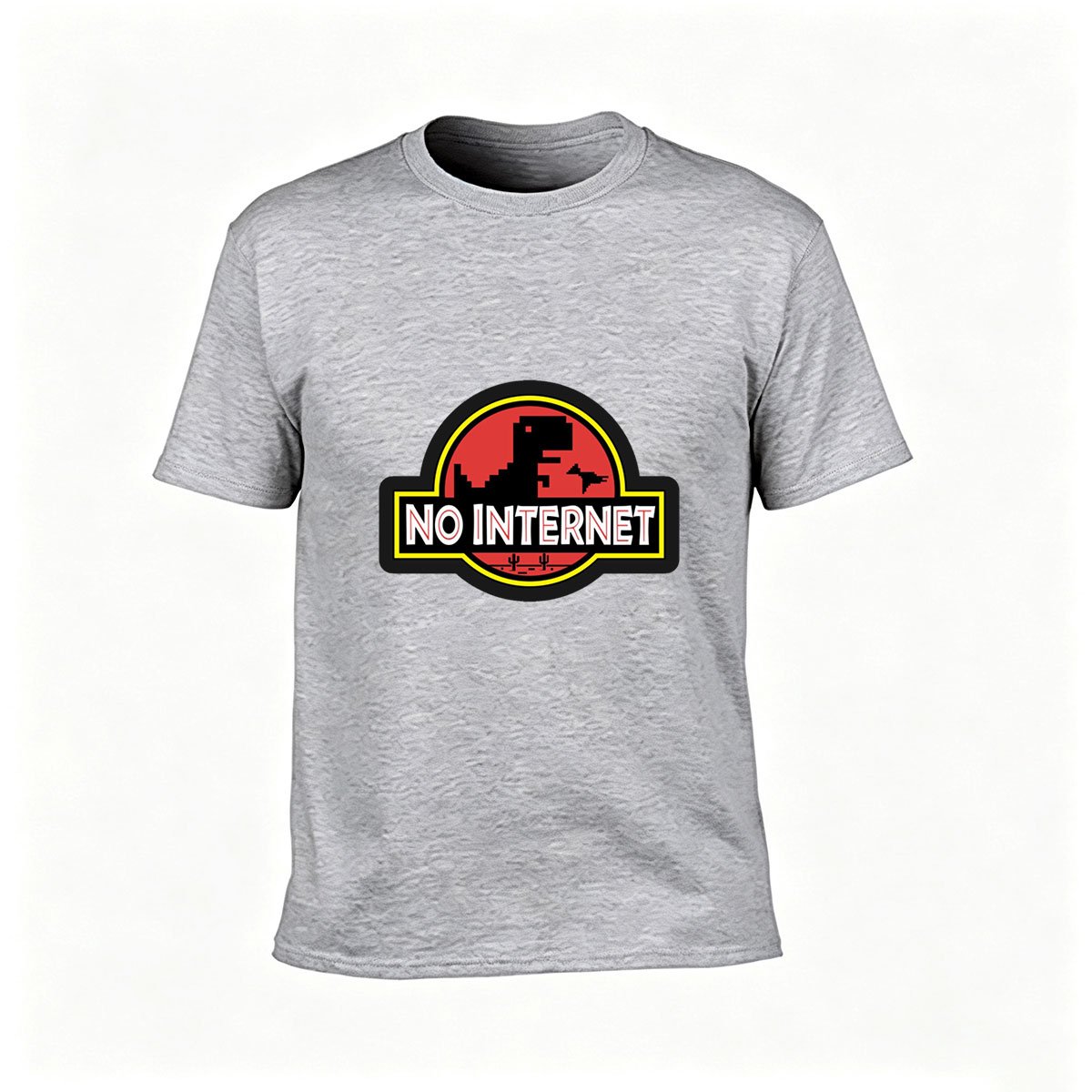 No Internet Dinosaur Pixel Art Men's T-Shirt Gift - Image 3