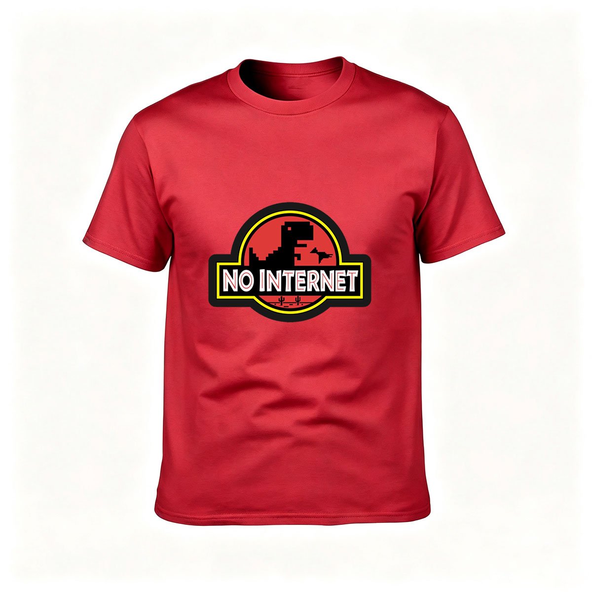 No Internet Dinosaur Pixel Art Men's T-Shirt Gift - Image 5