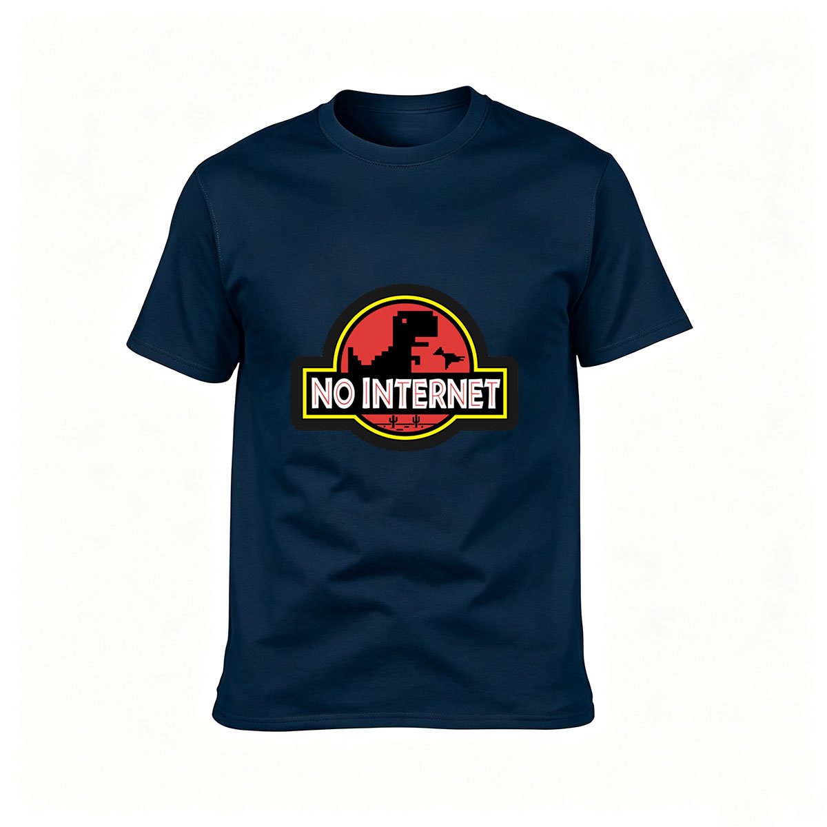 No Internet Dinosaur Pixel Art Men's T-Shirt Gift - Image 6