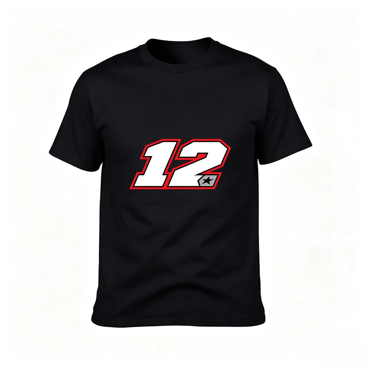 Men's Black T-Shirt Number 12 Racing Logo Gift for Fans