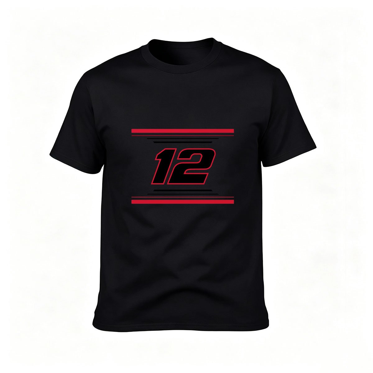 Black T-Shirt Men's 12 Number Design Sport Style Gift for Fans