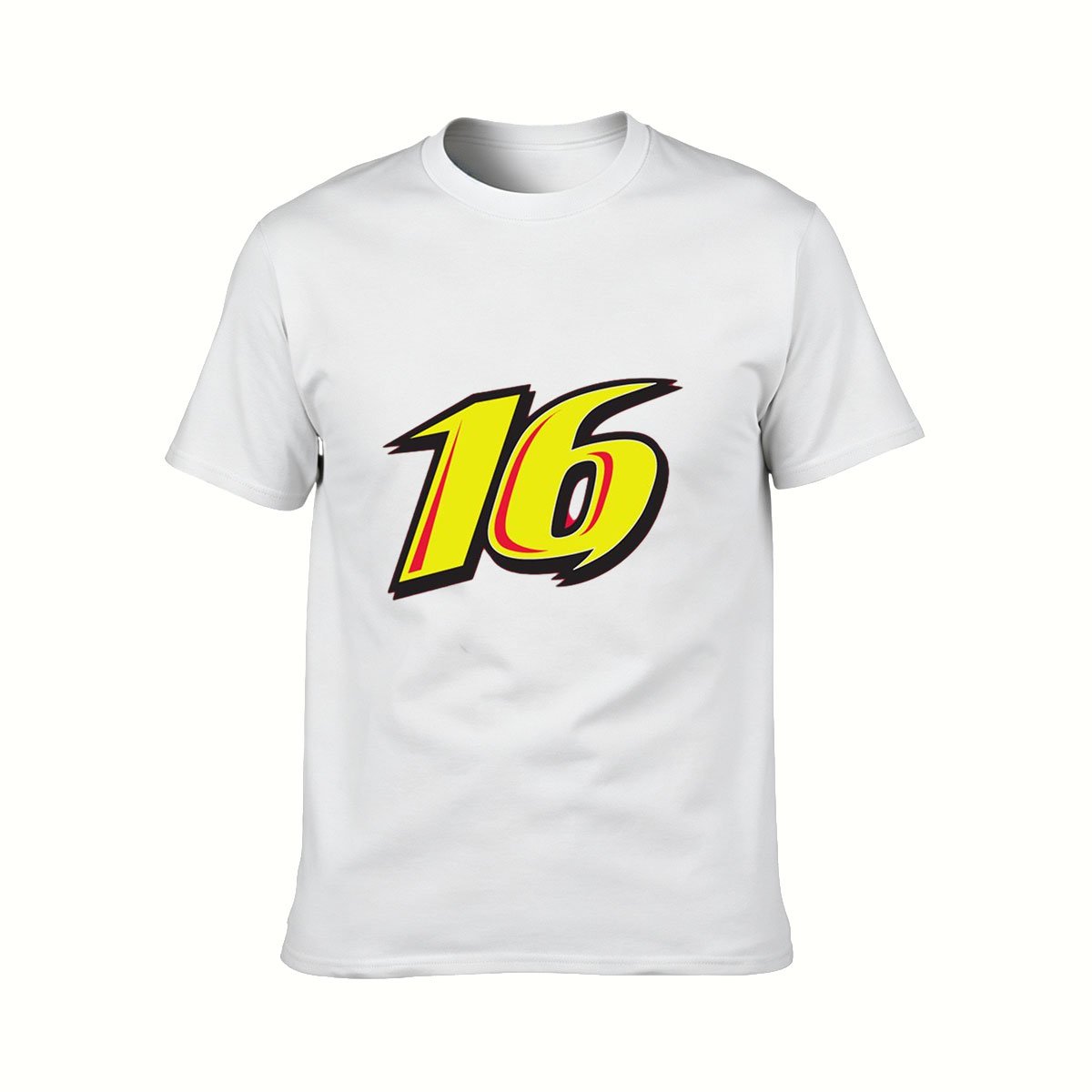 Men's Black T-Shirt with Bold Yellow Number 16 Design for Gifts and Casual Wear - Image 2