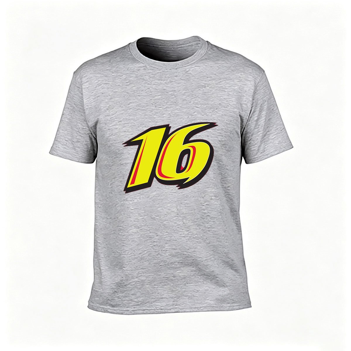 Men's Black T-Shirt with Bold Yellow Number 16 Design for Gifts and Casual Wear - Image 3