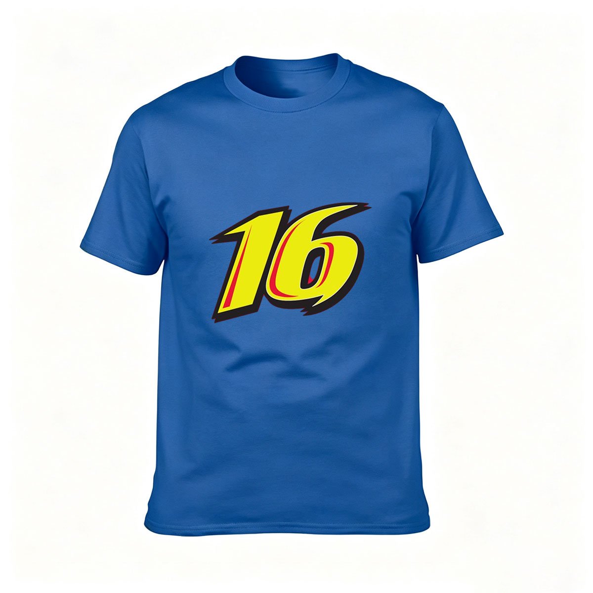 Men's Black T-Shirt with Bold Yellow Number 16 Design for Gifts and Casual Wear - Image 4