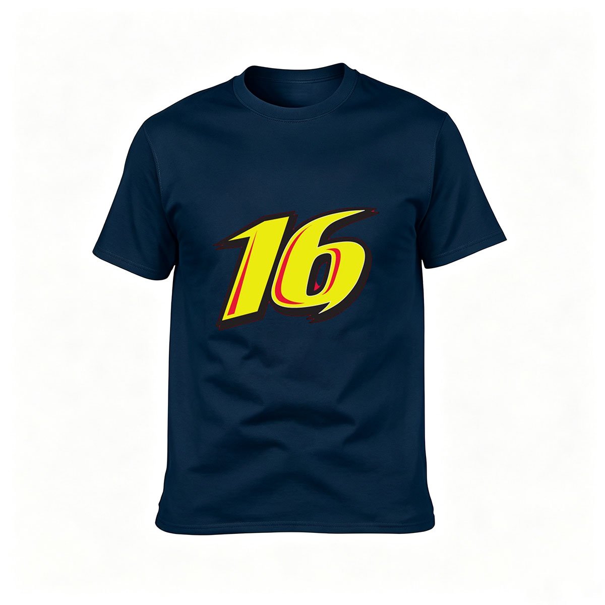 Men's Black T-Shirt with Bold Yellow Number 16 Design for Gifts and Casual Wear - Image 6