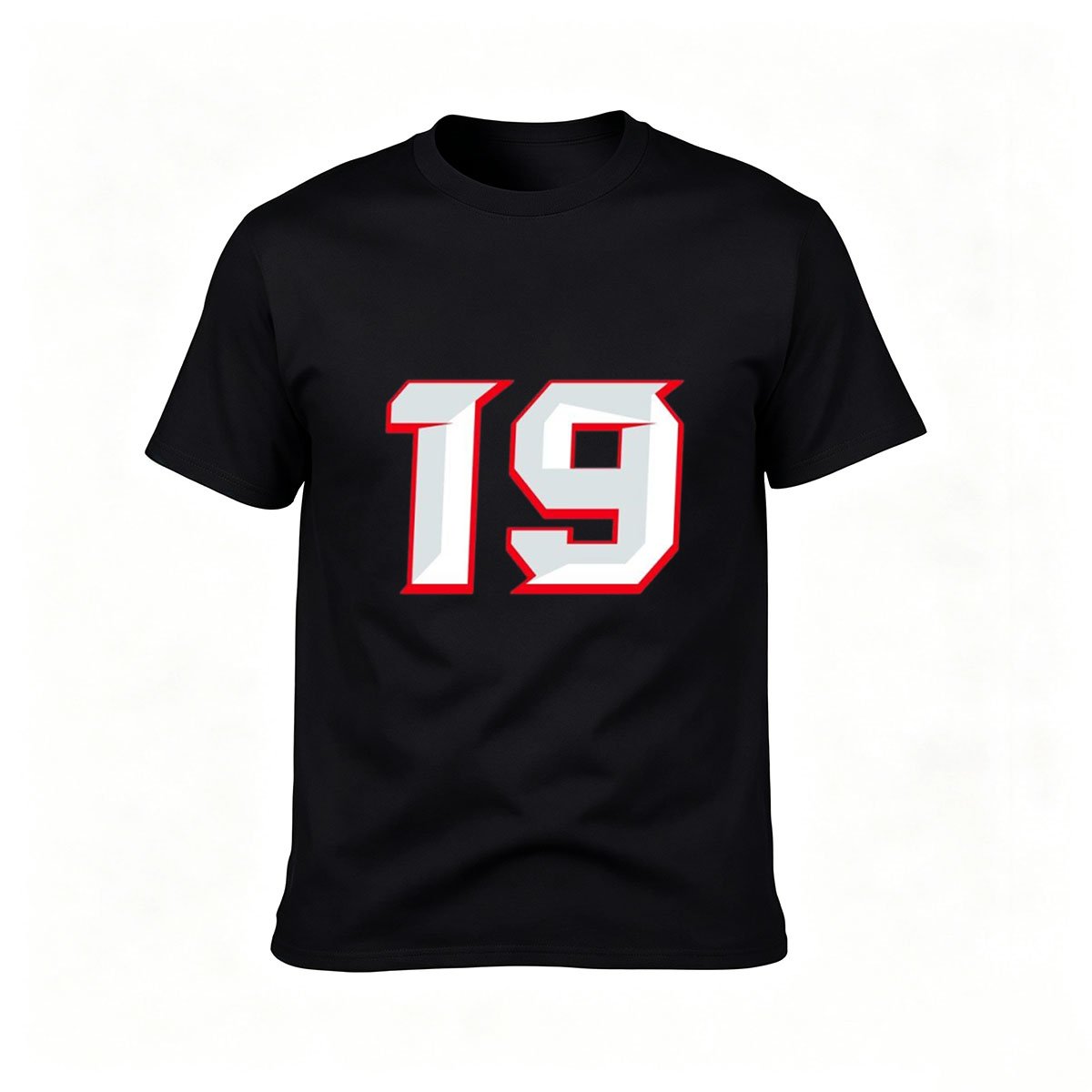Men's Black T-Shirt Number 19 Sport Jersey Style Gift for Fans