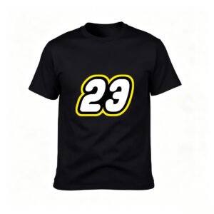 Men's Black T-Shirt Number 23 Yellow Outline Sports Gift
