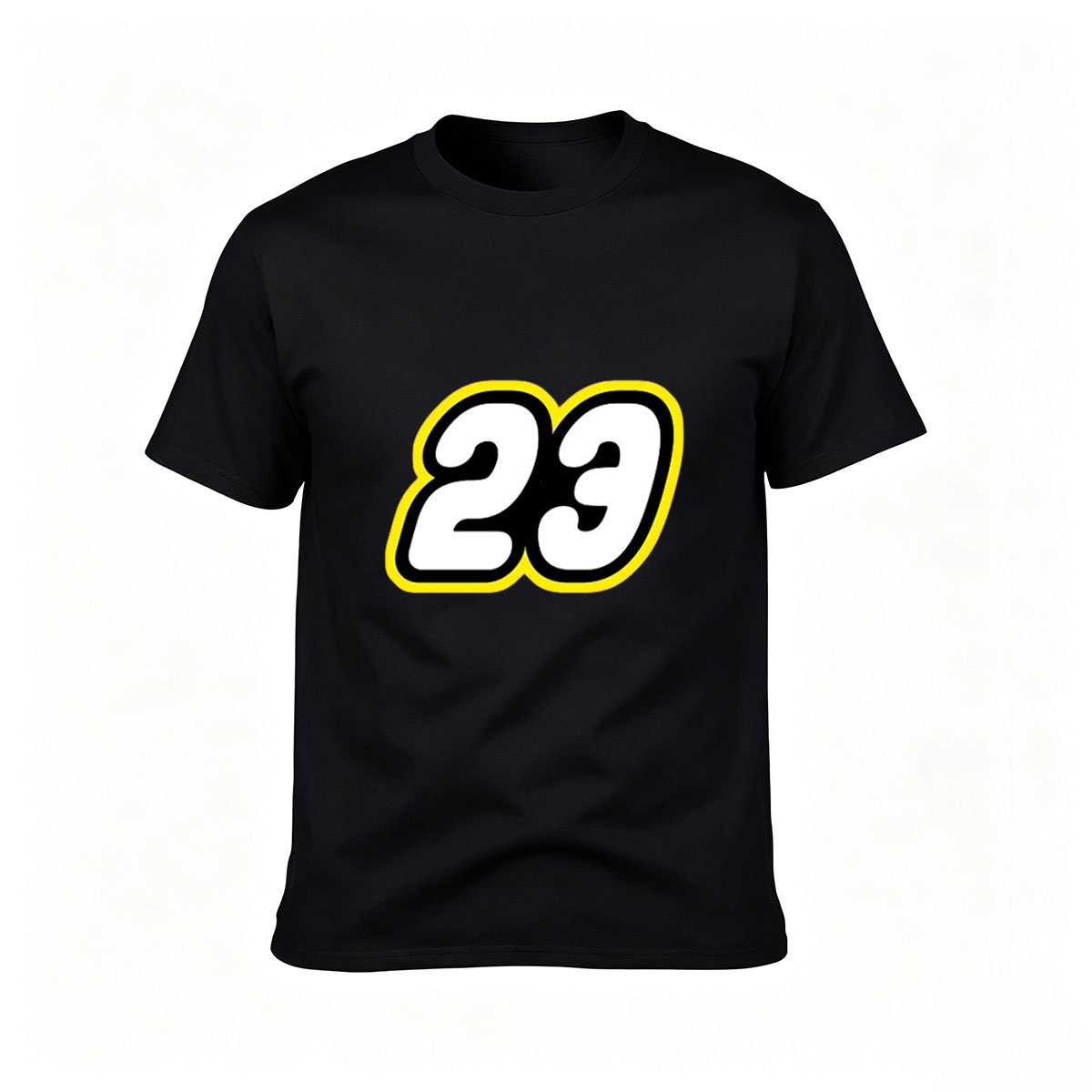 Men's Black T-Shirt Number 23 Yellow Outline Sports Gift
