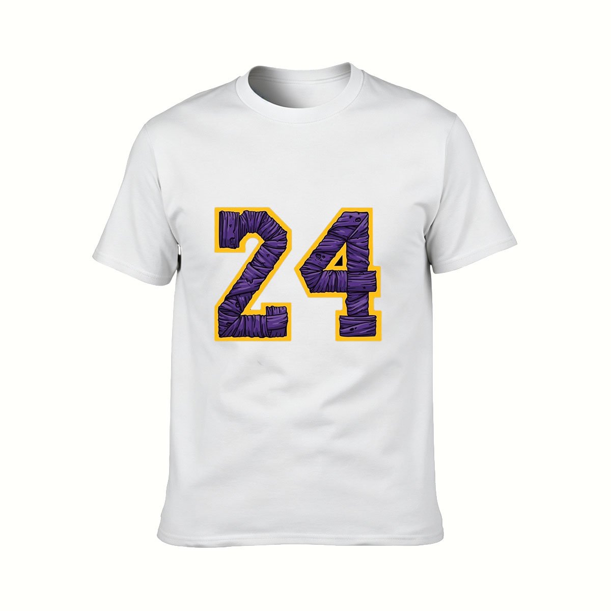 Men's Black T-Shirt Number 24 Purple Gold Print Sport Gift - Image 2