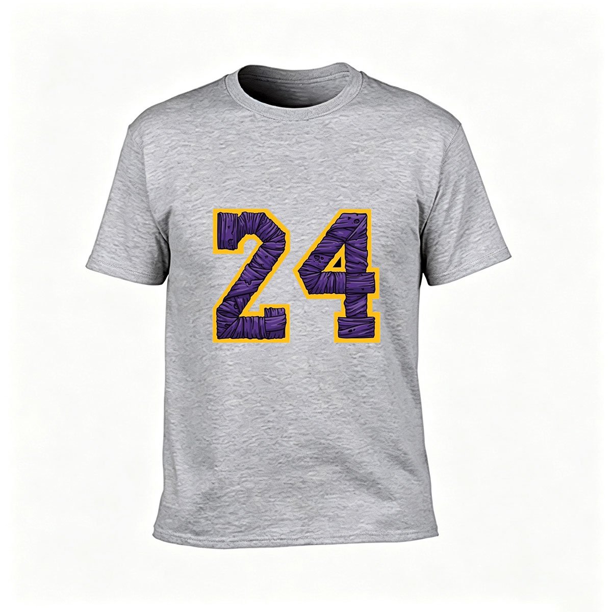 Men's Black T-Shirt Number 24 Purple Gold Print Sport Gift - Image 3