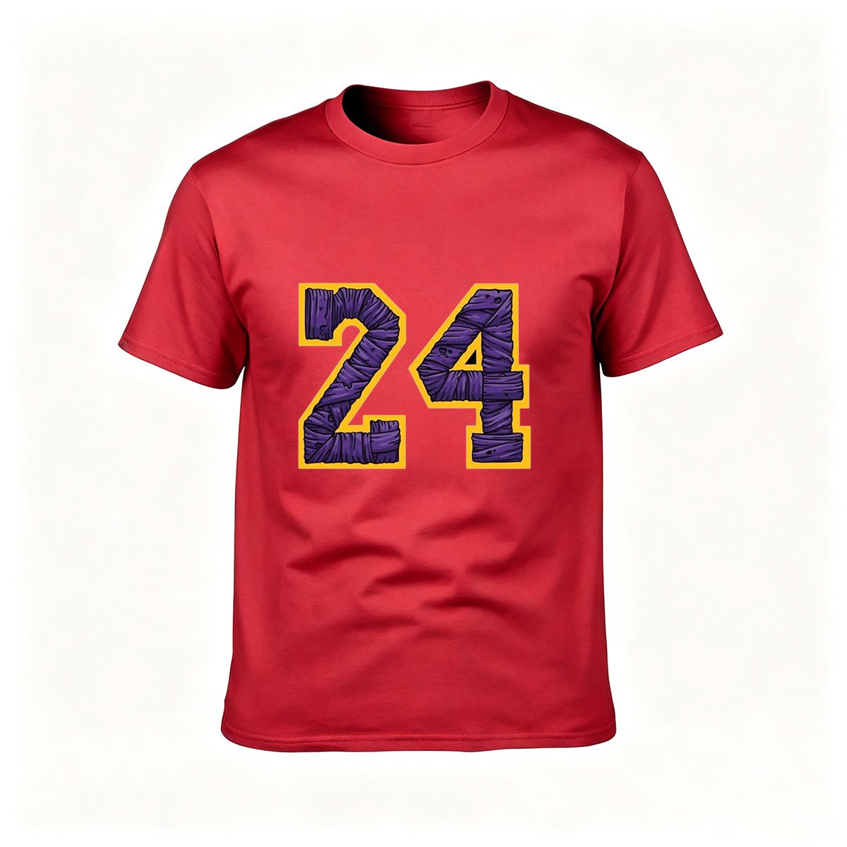 Men's Black T-Shirt Number 24 Purple Gold Print Sport Gift - Image 5