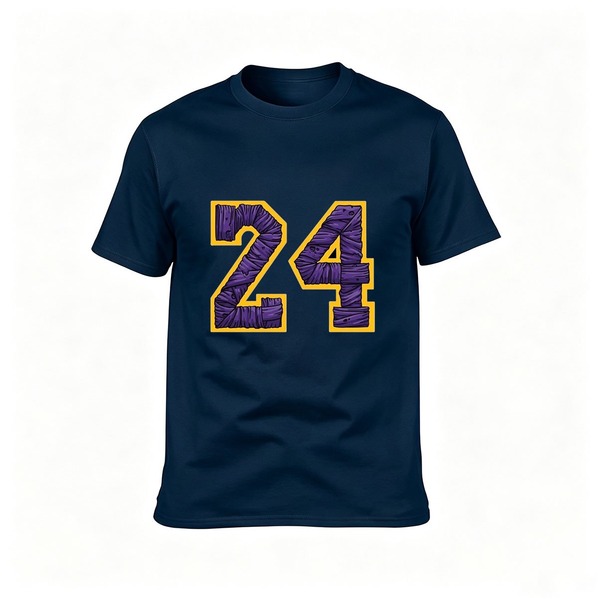 Men's Black T-Shirt Number 24 Purple Gold Print Sport Gift - Image 6
