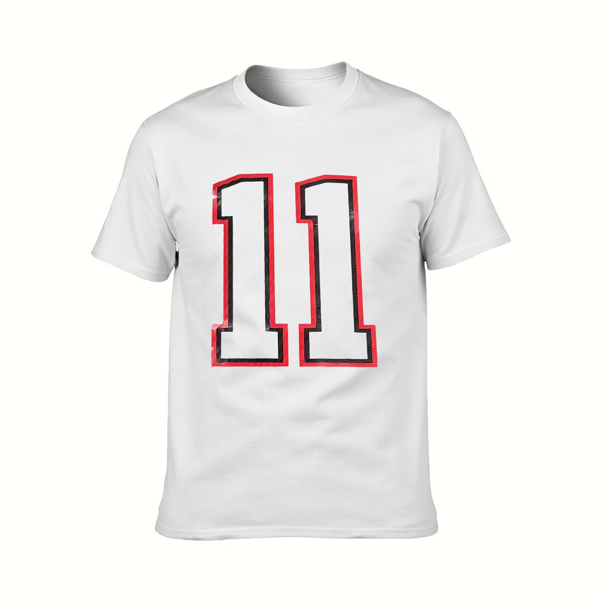 Black T-Shirt with Red Number 11 Print for Men Women Casual Wear Gift - Image 2