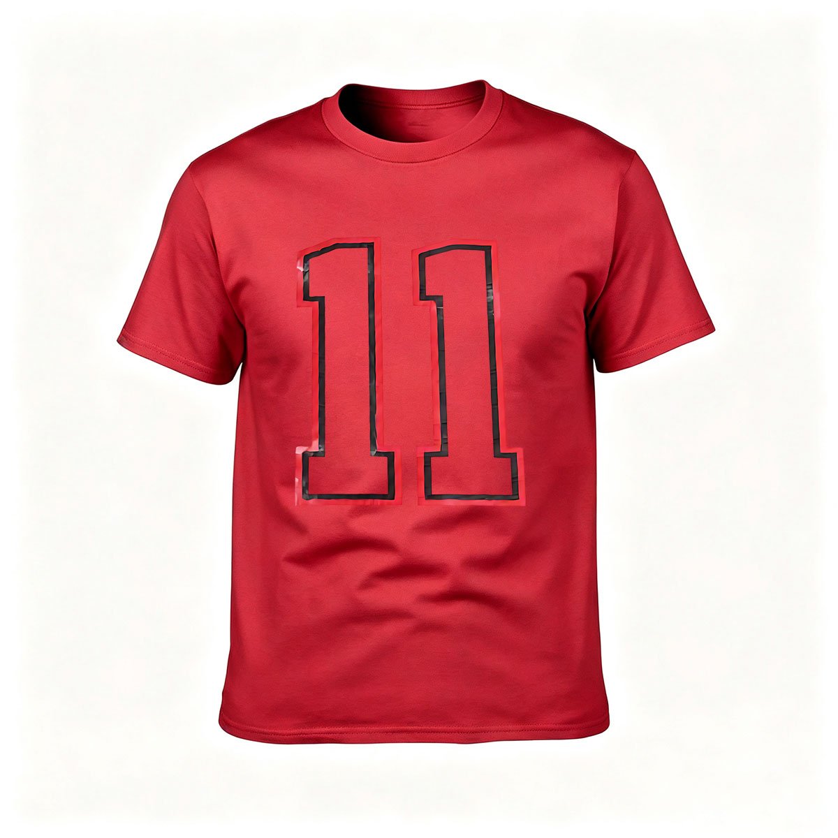 Black T-Shirt with Red Number 11 Print for Men Women Casual Wear Gift - Image 5