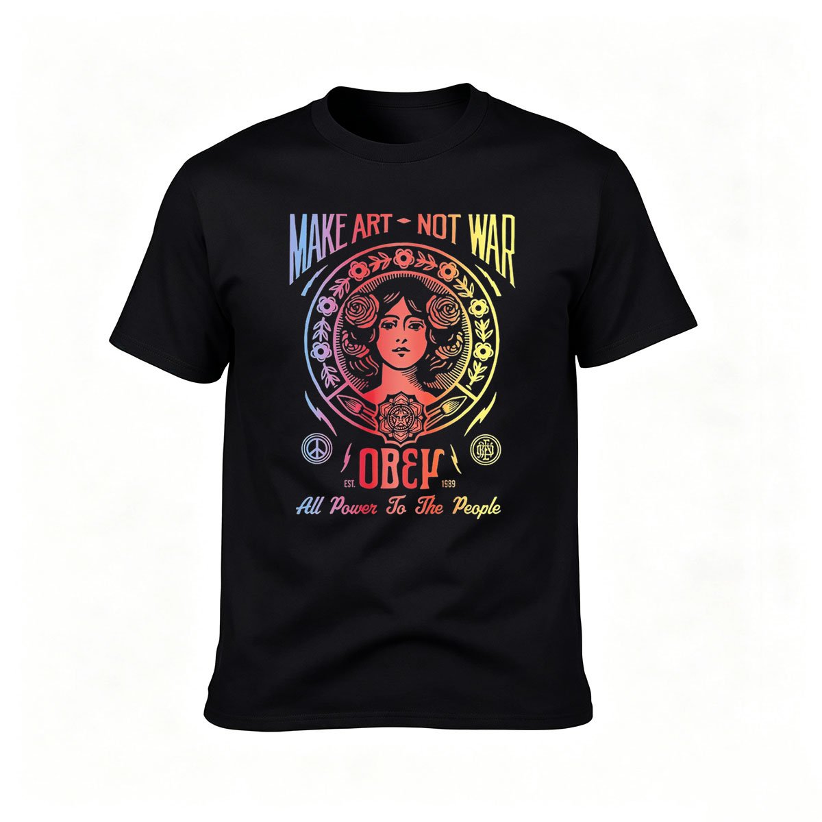 Make Art Not War T-Shirt Obey Women's Tee Gift Statement Wear