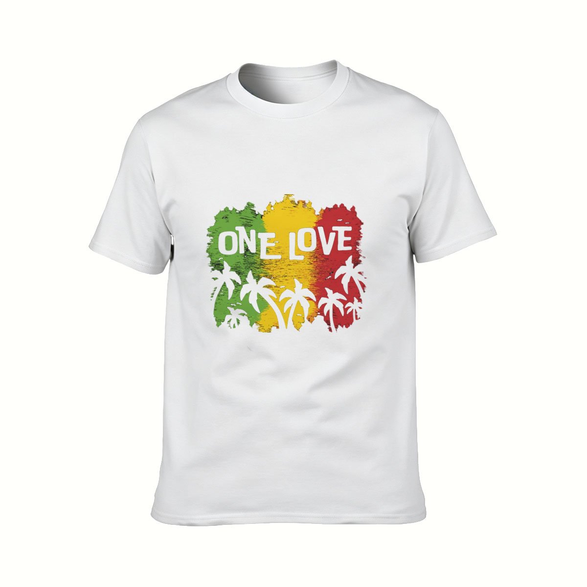 One Love Rasta Palm Tree Men's T-Shirt Summer Gift - Image 2