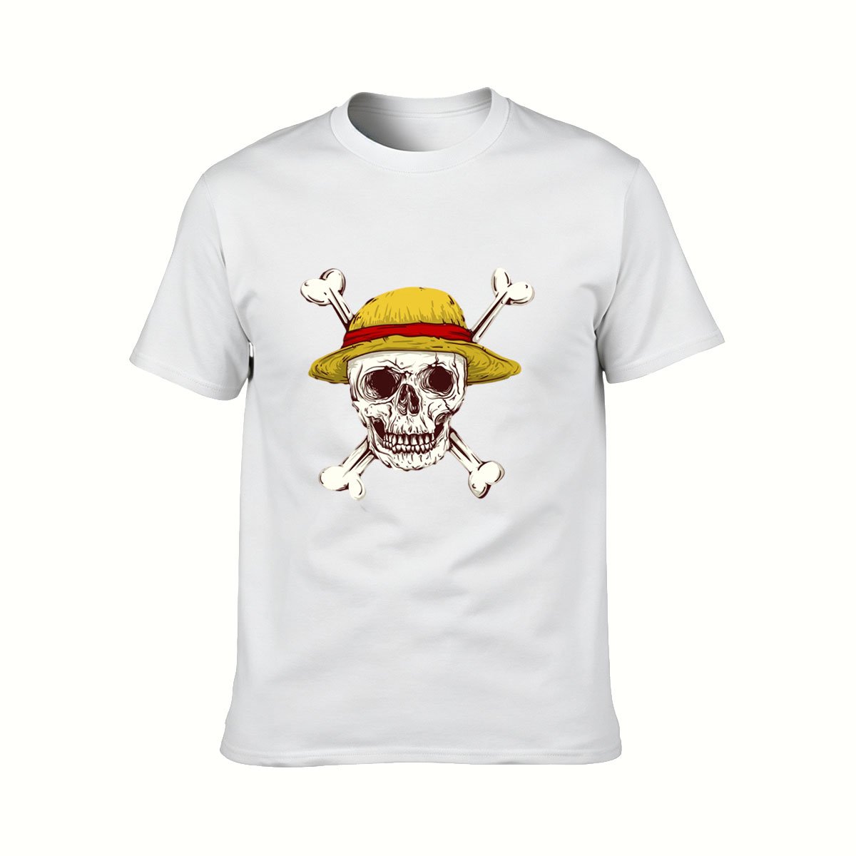 Pirate Skull Straw Hat T-Shirt Men's Gift Summer Wear - Image 2