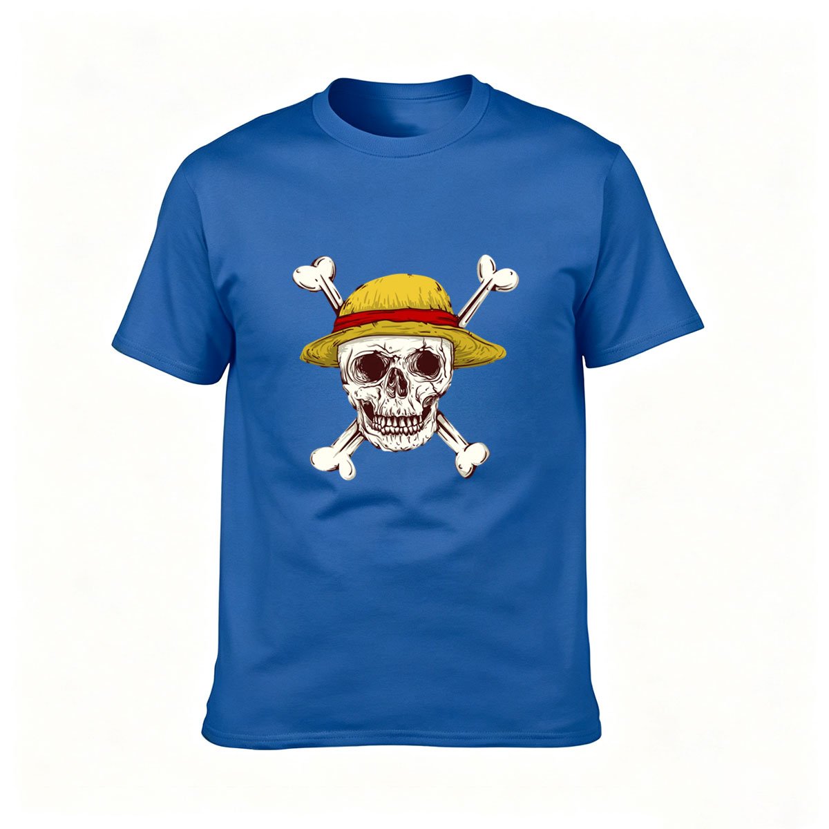 Pirate Skull Straw Hat T-Shirt Men's Gift Summer Wear - Image 4