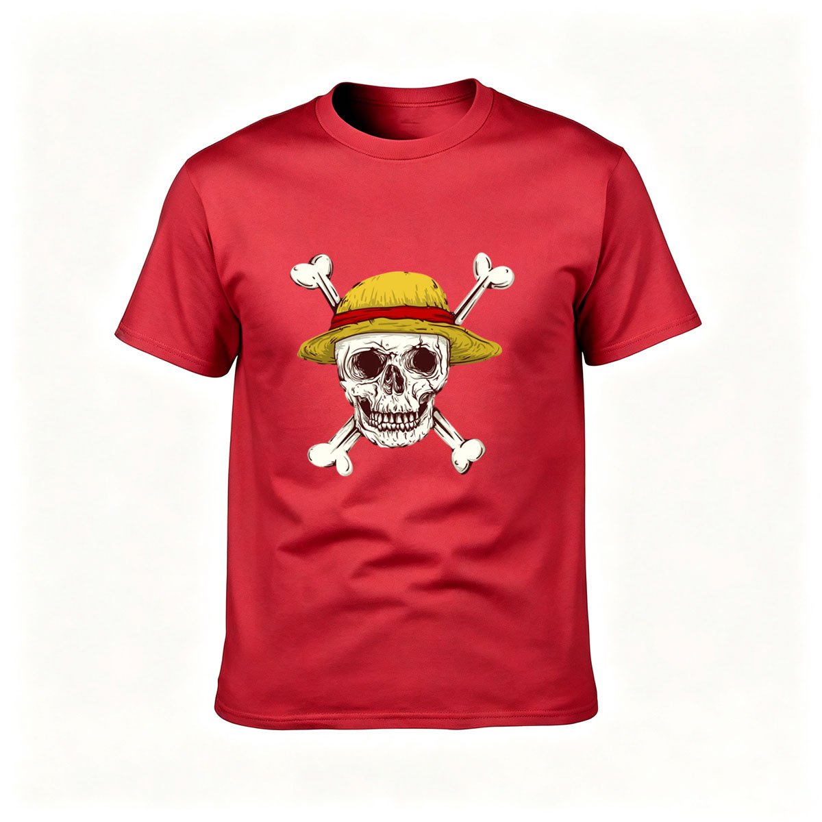 Pirate Skull Straw Hat T-Shirt Men's Gift Summer Wear - Image 5