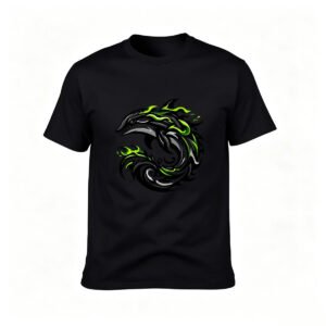 Green Flame Dragon Men's T-Shirt Casual Gift Wear