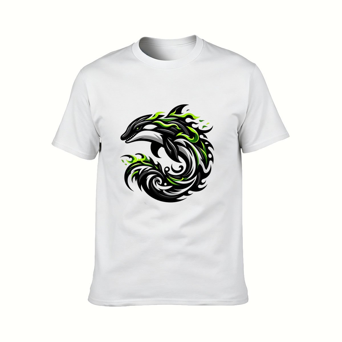 Green Flame Dragon Men's T-Shirt Casual Gift Wear - Image 2