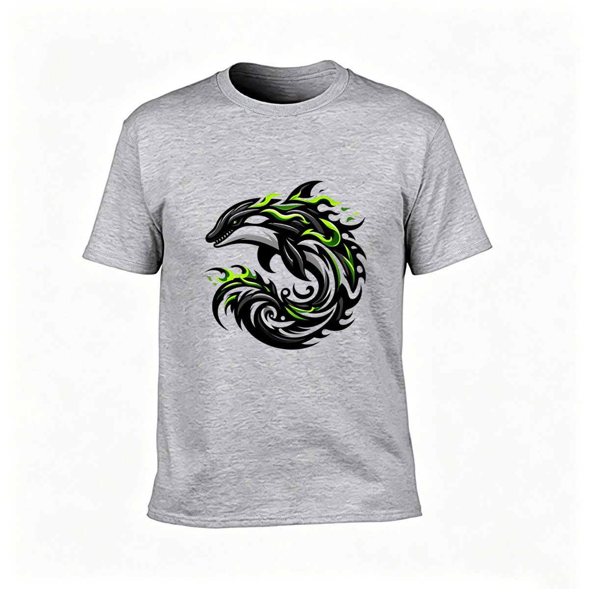 Green Flame Dragon Men's T-Shirt Casual Gift Wear - Image 3