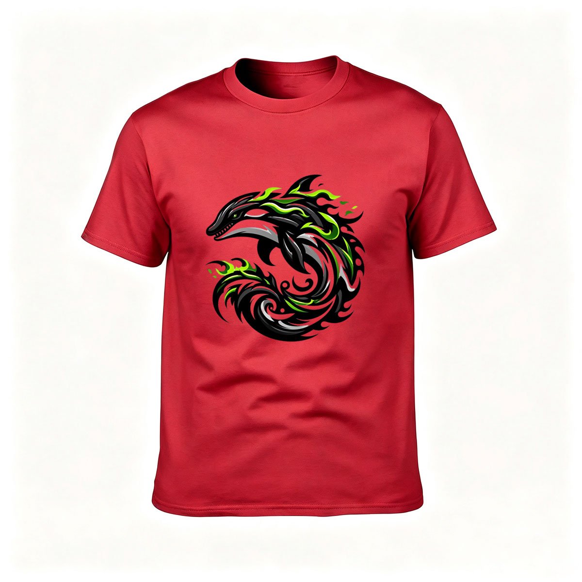 Green Flame Dragon Men's T-Shirt Casual Gift Wear - Image 5