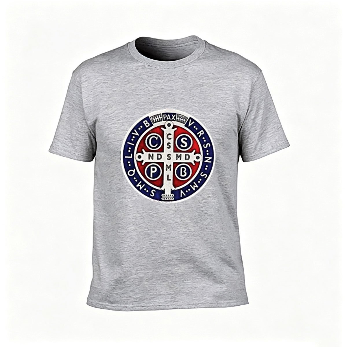 St. Benedict Cross Men's T-Shirt Religious Gift Wear - Image 3