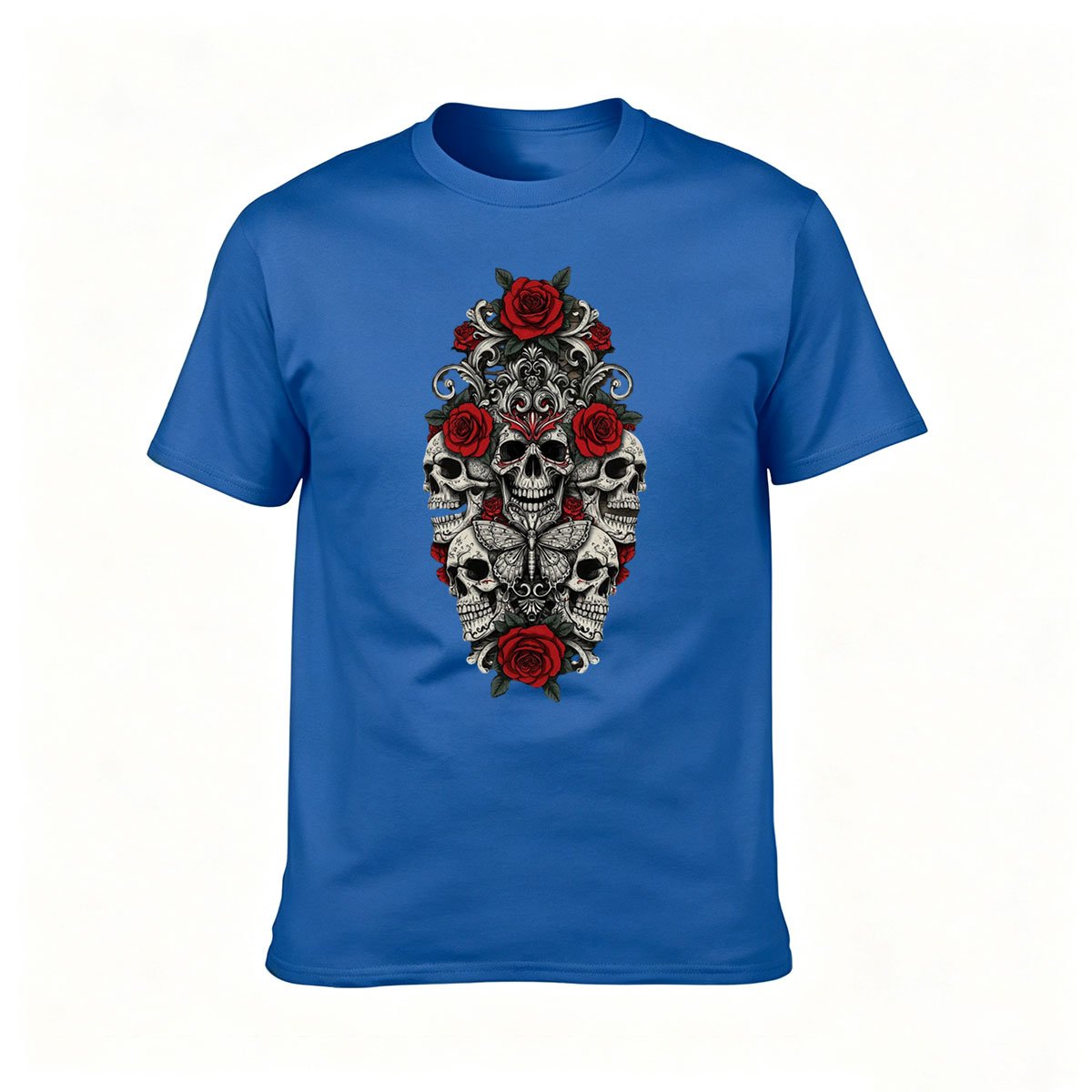 Skull Rose Print Men's T-Shirt Gothic Gift Wear - Image 4