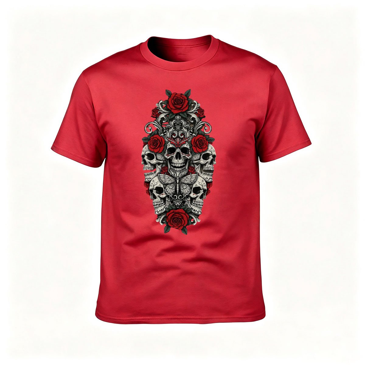 Skull Rose Print Men's T-Shirt Gothic Gift Wear - Image 5