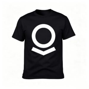 Men's Black T-Shirt with White Circle V Logo Design Gift for Him