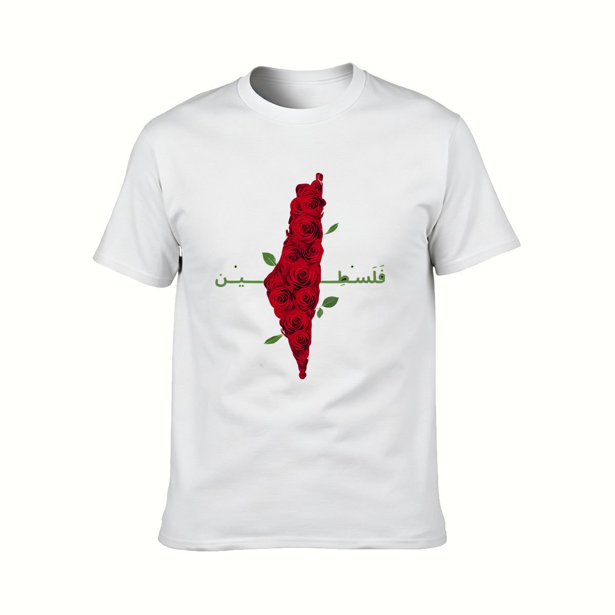 Palestine Rose Map Men's T-Shirt Gift for Arab Pride - Image 2