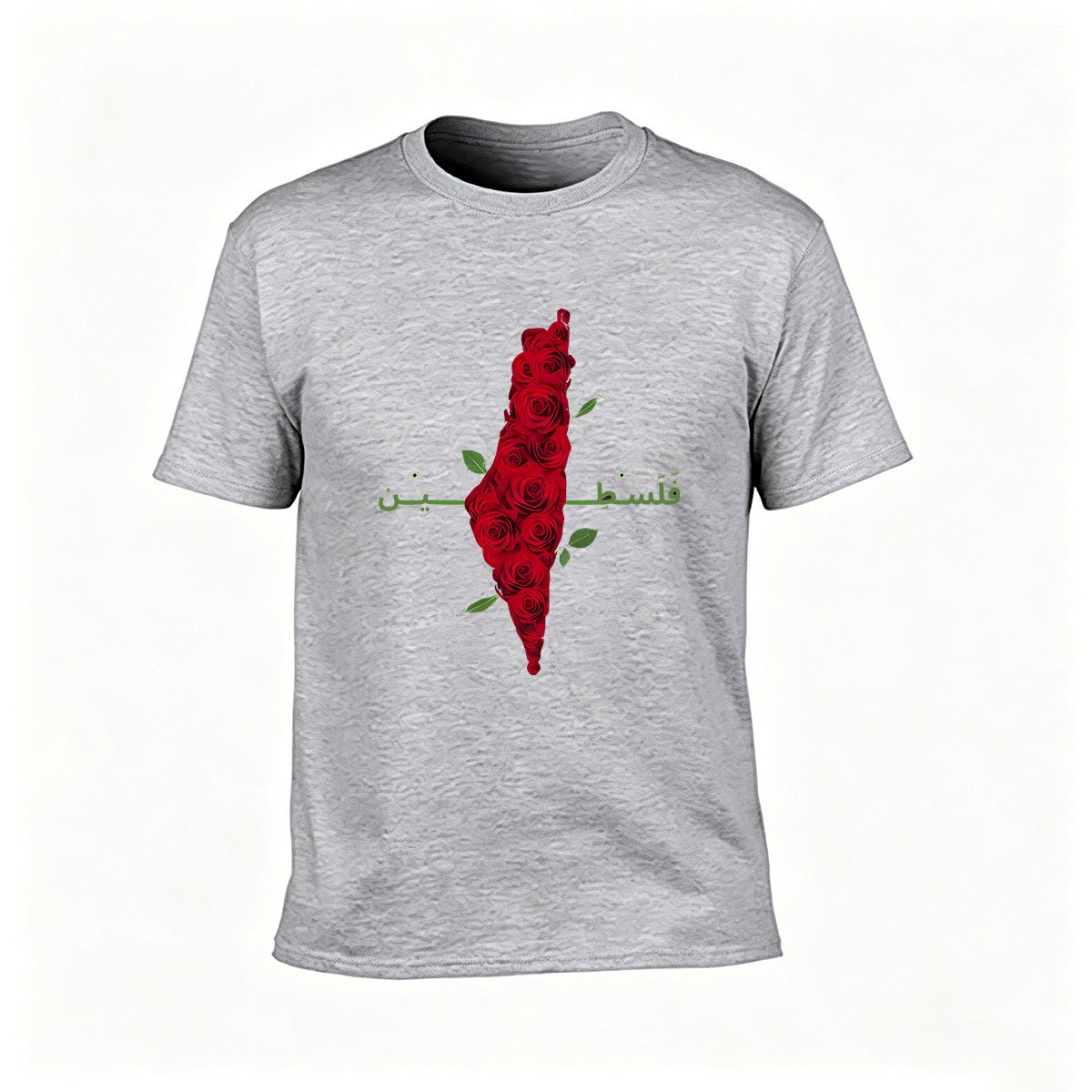Palestine Rose Map Men's T-Shirt Gift for Arab Pride - Image 3