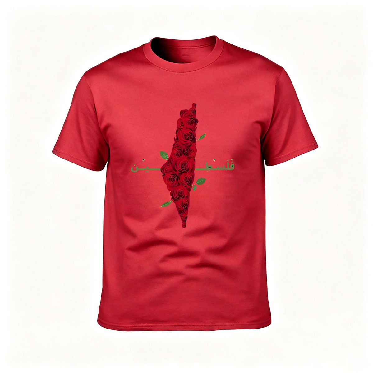 Palestine Rose Map Men's T-Shirt Gift for Arab Pride - Image 5