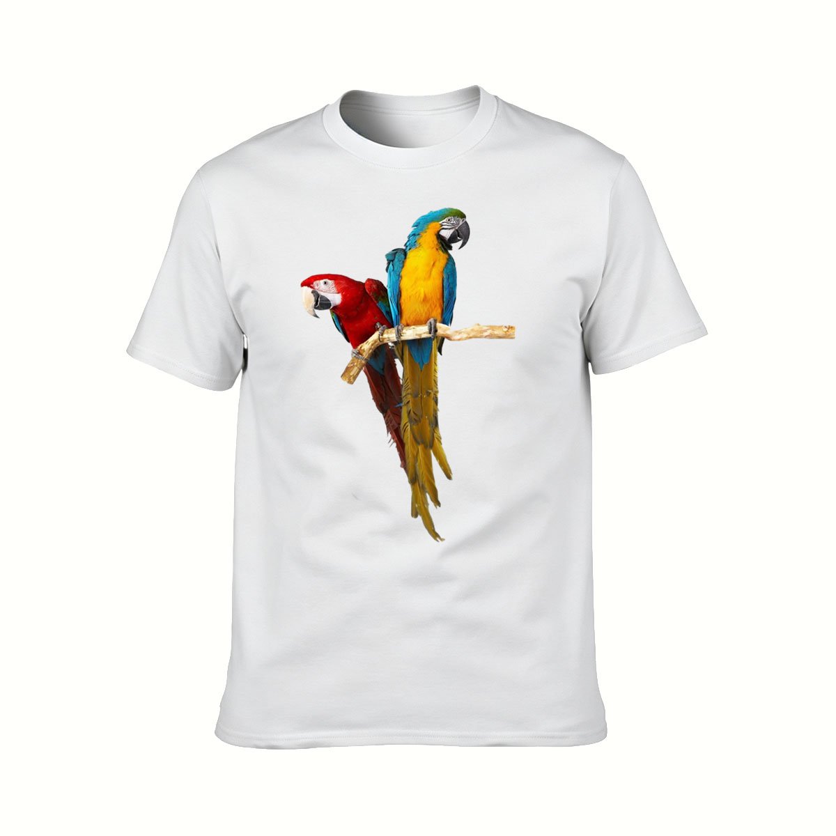 Colorful Parrots on Branch Men's T-Shirt Gift for Nature Lovers - Image 2