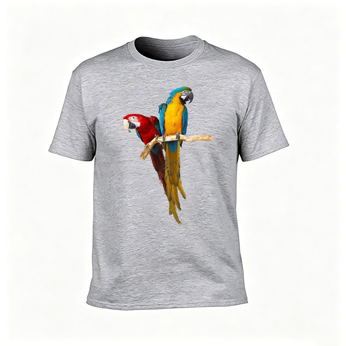 Colorful Parrots on Branch Men's T-Shirt Gift for Nature Lovers - Image 3
