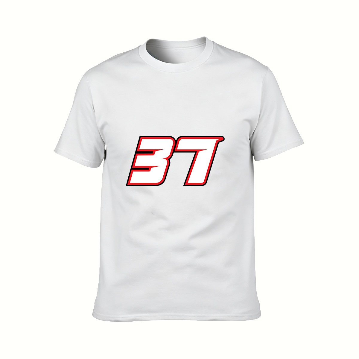 Men's Black T-Shirt Number 37 Red White Design Sport Gift - Image 2