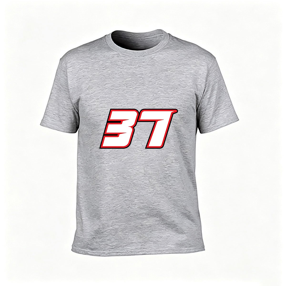 Men's Black T-Shirt Number 37 Red White Design Sport Gift - Image 3