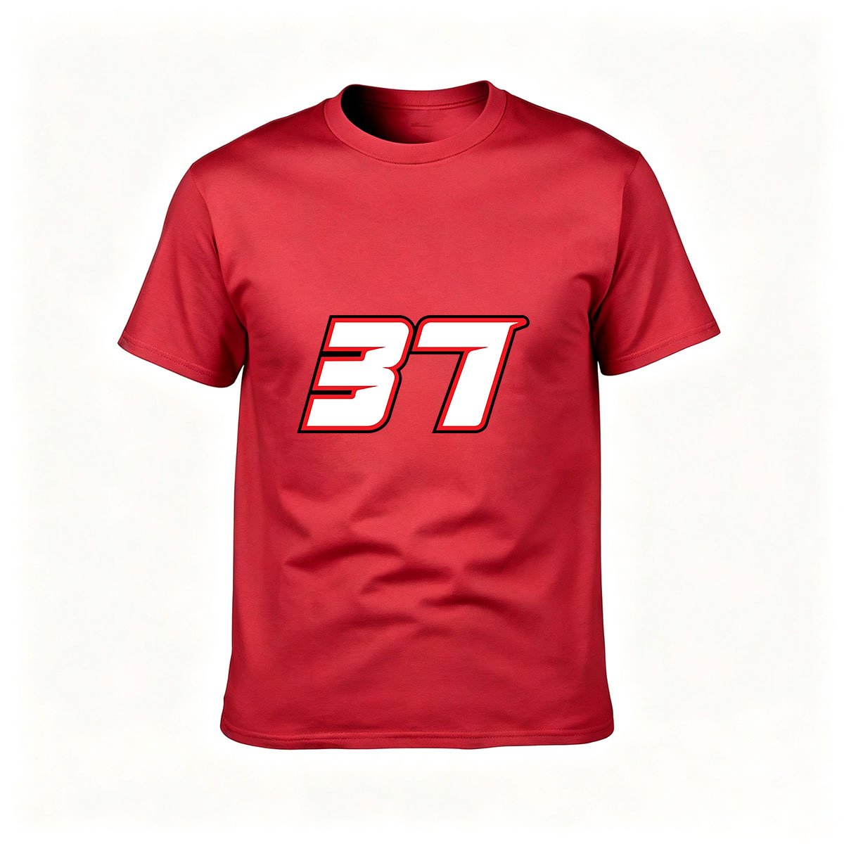 Men's Black T-Shirt Number 37 Red White Design Sport Gift - Image 5