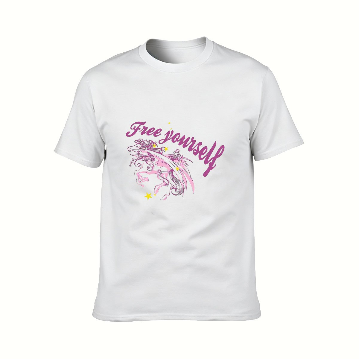 Free Yourself Unicorn Graphic Men's T-Shirt Gift Wear - Image 2