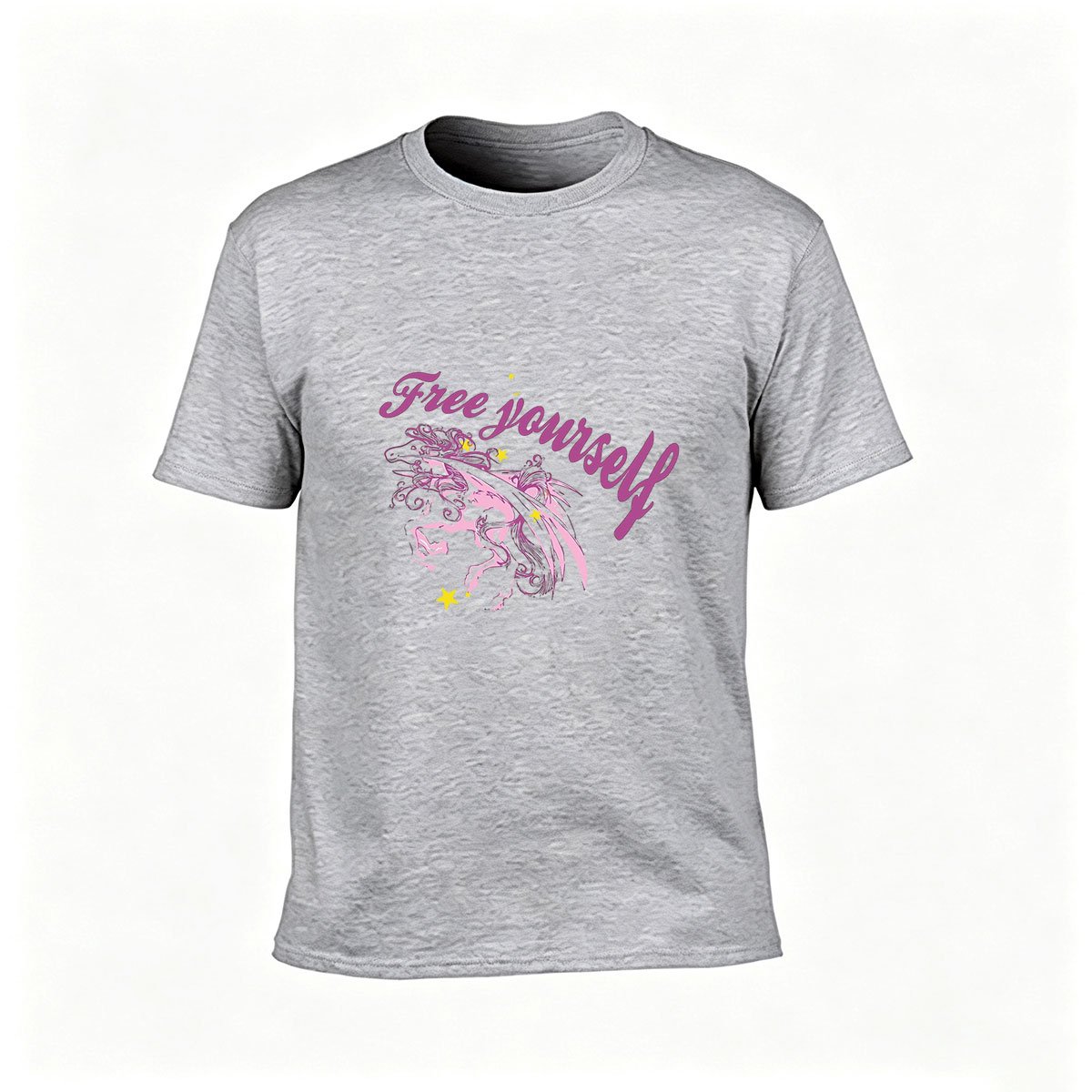 Free Yourself Unicorn Graphic Men's T-Shirt Gift Wear - Image 3