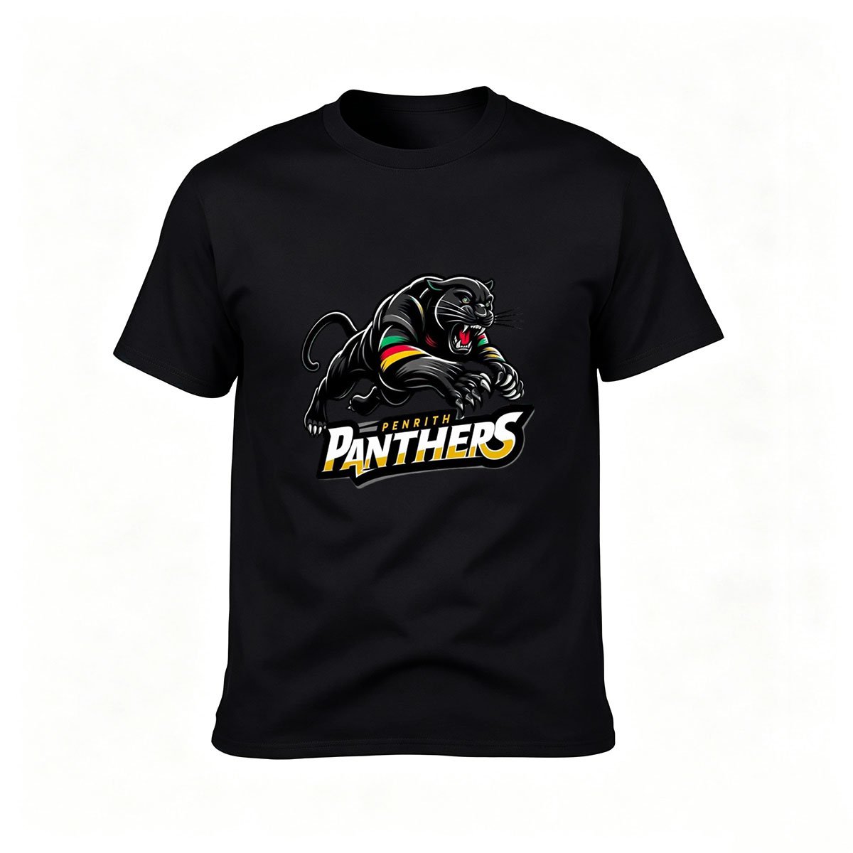 Penrith Panthers Logo T-Shirt Men's Black Rugby Team Tee Gift