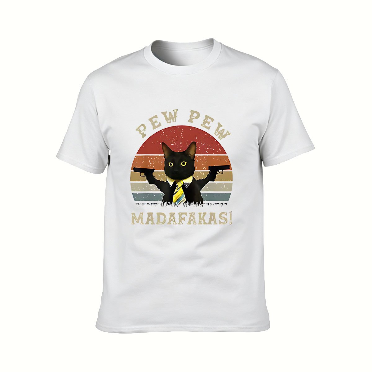 Pew Pew MadaFakas Cat Gun T-Shirt Men's Funny Gift Tee - Image 2